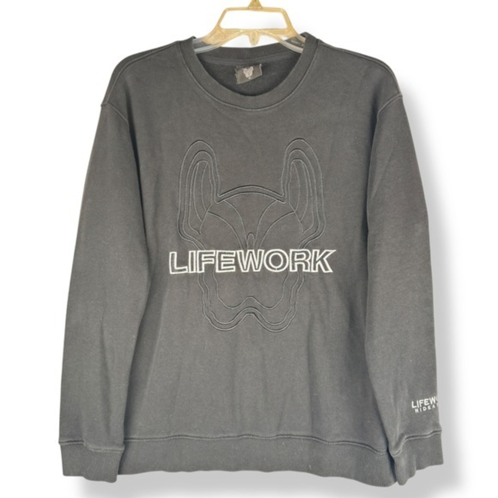 Lifework Hideaway Sweatshirt Unisex Size Medium Bull Dog Streetwear Embroidered